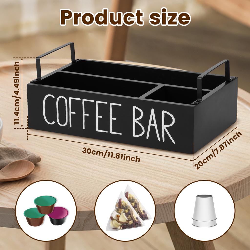 4 Grids Wood Coffee Station Organizer box tea bag Paper Cup Nespresso Dolce Gusto Coffee capsule holder coffee bar accessories