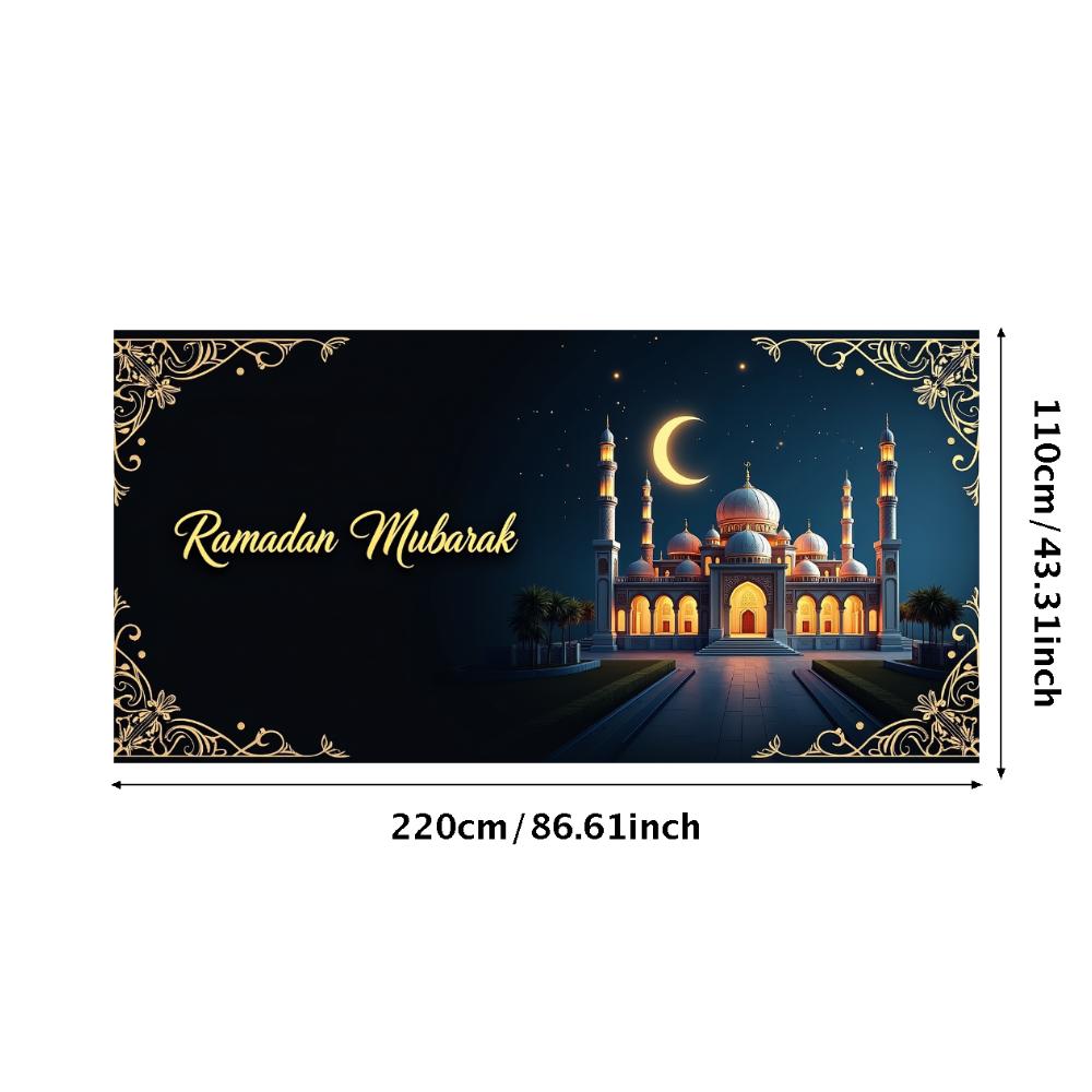 Mosque Backdrop Black And Gold Mubarak Banner Ramadan Banner Themed Ramadan Mubarak Decorations For Event Decor Photography Prop