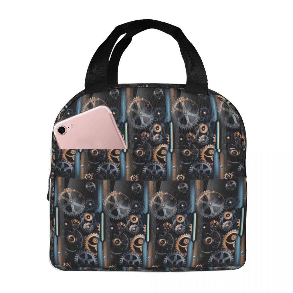 Mechanical Machine Gears Steampunk Style Insulated Lunch Bag for Kids School Cooler Thermal Food Box Tote Lunch Boxes Container