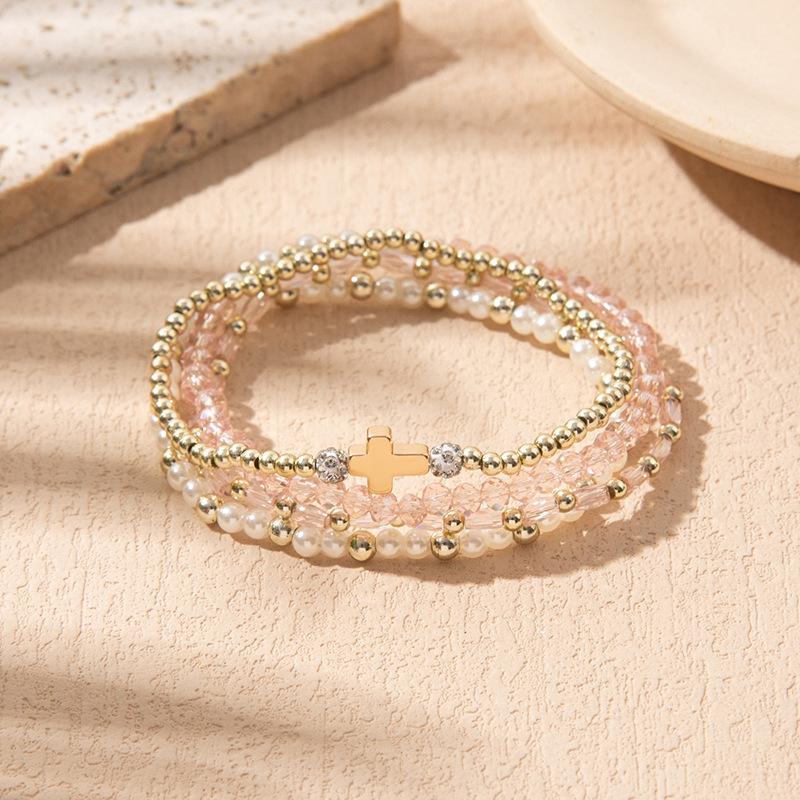 Boho Perlenarmband Instagram-inspiriert Nischenstil Farbblock-Stapelarmband-Set