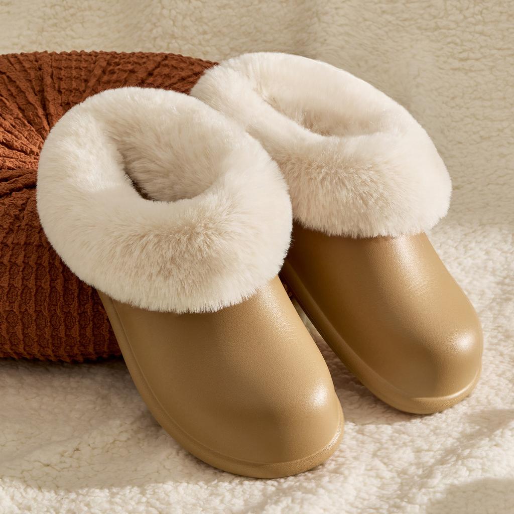 Waterproof cotton slippers autumn and winter 2025 new home warm comfortable thick bottom non-slip plush removable slippers