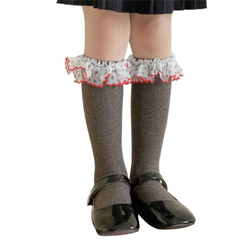Lace Ruffle Socks Calf Socks for Teen Girls 3-13 Year Long Leg Warmer Knee Stockings Fashion Children Socks