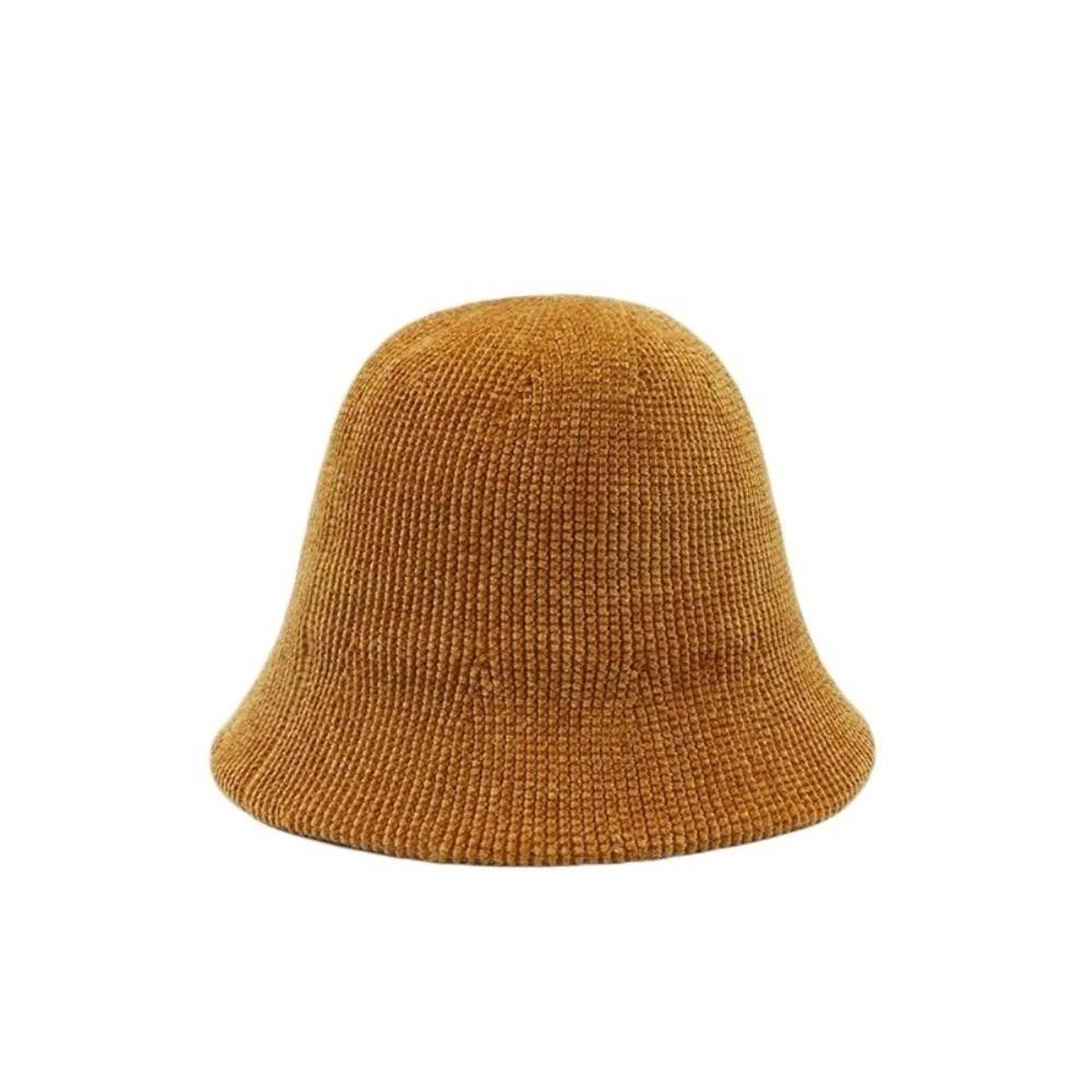 Chenille Women Panama Cap Solid Color Bucket Hat Elegant Knitted Fisherman Hat  Streetwear