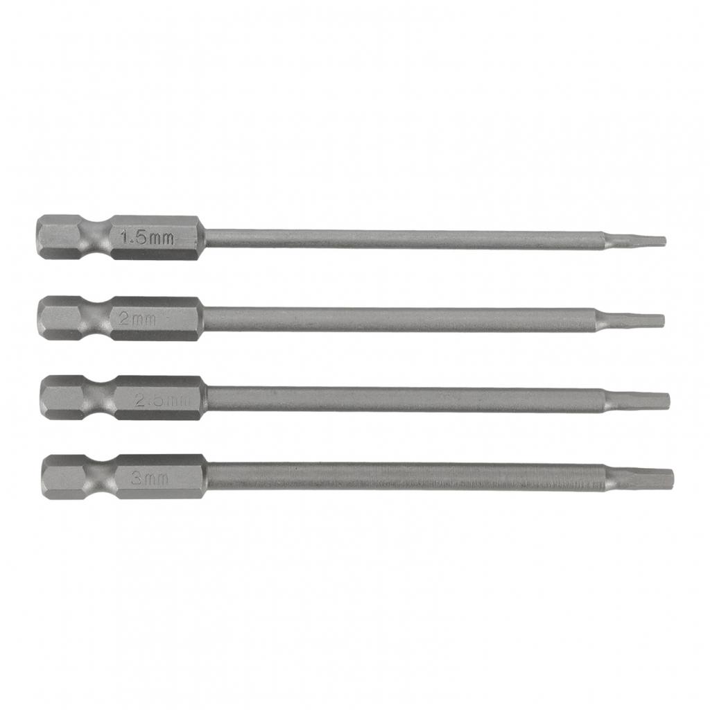 Alloy Steel Screwdriver Bits Silver 4pcs 1 4 Hex Shank Magnetic Head