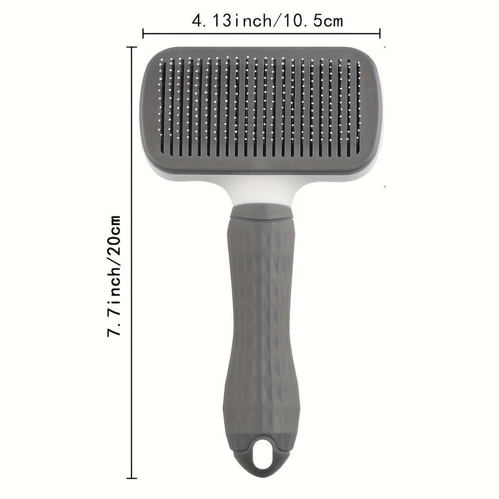 1pc Easy-to-Clean Pet Grooming Brush with Self-Clean Button for One-Click Hair Removal - Curved Pin Deshedding Comb