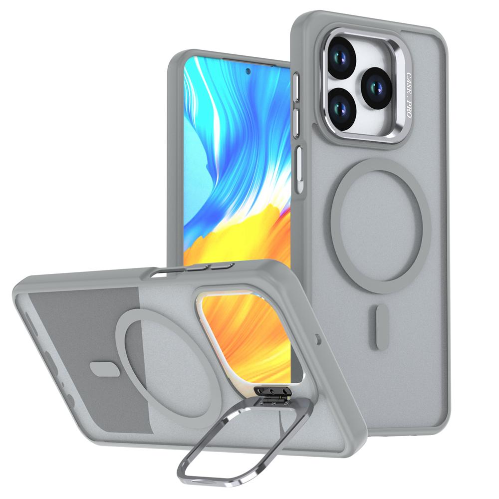 KEYSION Lens Stand Magnetic Phone Case for MagSafe for HONOR X5d Plus Matte Translucent Shockproof Back Cover for Honor X5c Plus
