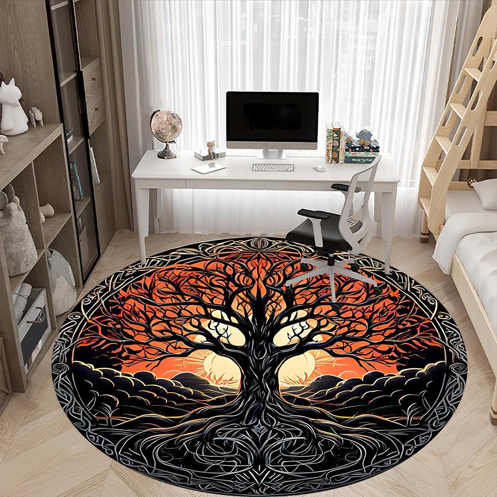 1pc Tree of Life Office Round Area Rug, Under Office Chairs Bedroom Living Room Home Decor, Room Deco, Available in Various Sizes 023