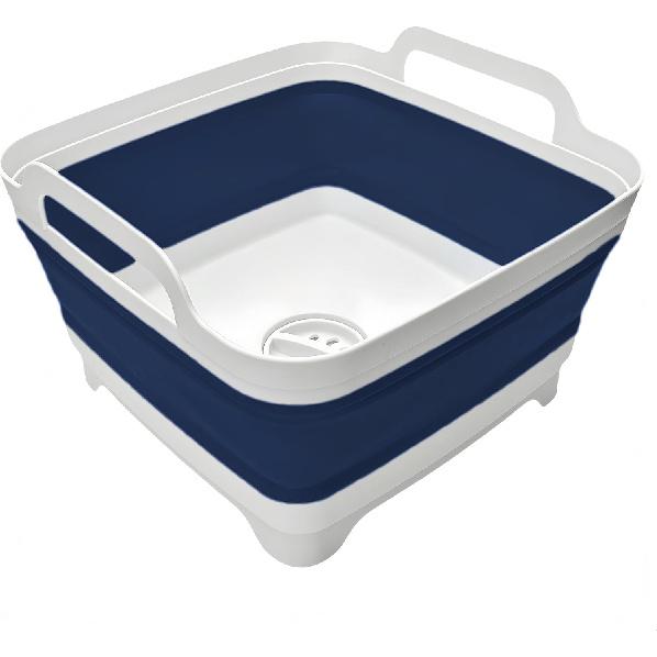 Collapsible Wash Basin 9L, Foldable Dish Tub with Drain Plug, Portable Collapsible Dish Basin, Camping Sink for Washing Dishes, Laundry & Kitchen