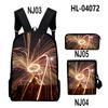 Iconic Distinctive Black Rock Shooter 3D Design 3pcs/Set Learner Bags Everyday Laptop Everyday Backpack Sling Carry Tote Pencil Pouch