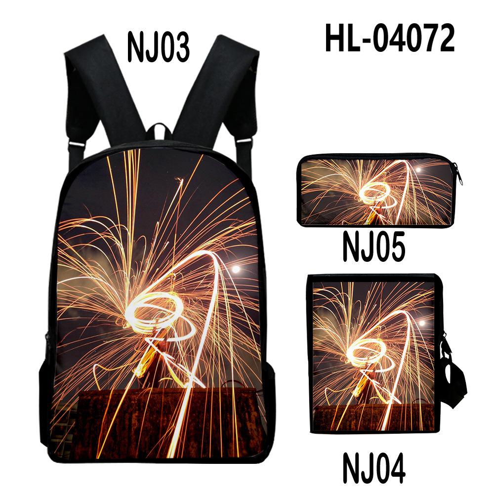Iconic Distinctive Black Rock Shooter 3D Design 3pcs/Set Learner Bags Everyday Laptop Everyday Backpack Sling Carry Tote Pencil Pouch
