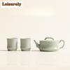 Ru Kiln Bamboo Knot Azure Tea Set Complete Set Luxury Tea Lid Set Tea Ceremony Set Teapot And Tea Cup Set Drinkware Craft Gift