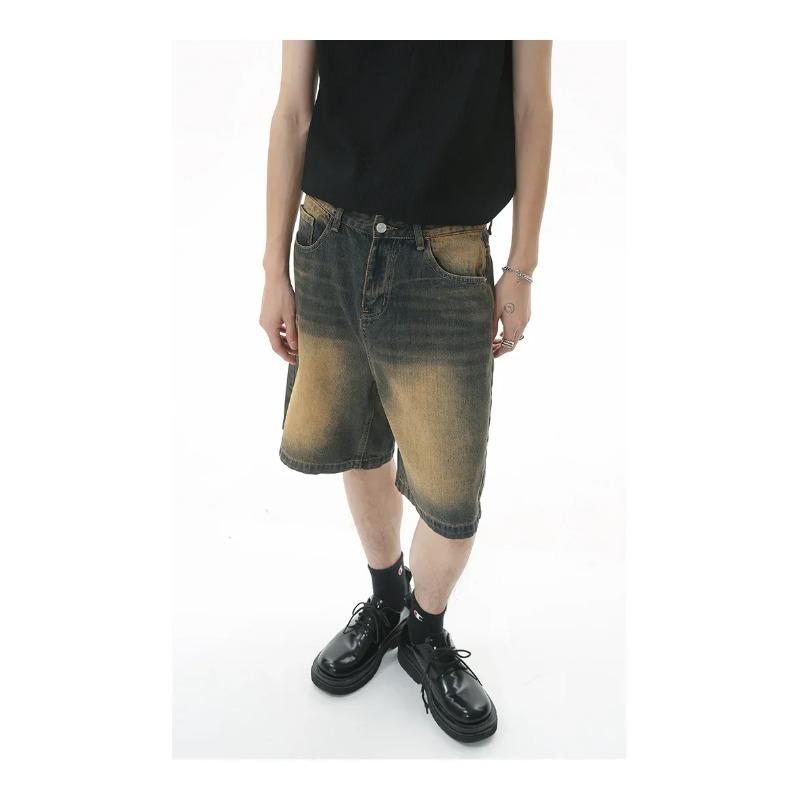 Vintage Pánské Džíny High Streets Široké Kalhoty Pánské Letní Baggy Džíny Džínové Šortky Streetwear Délka Ke Kolenům Krátké
