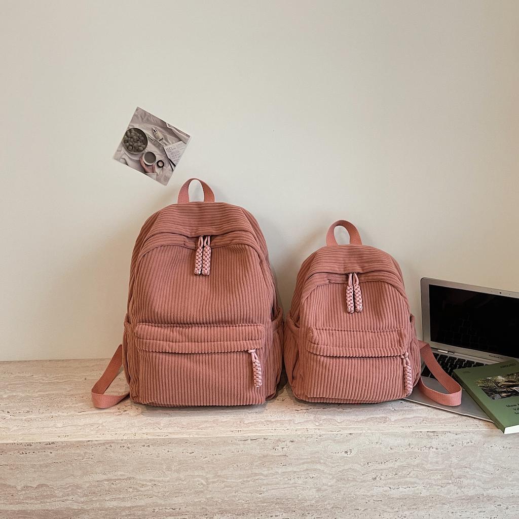 Schoolbag Corduroy Small Backpack Women's New Japanese School Bag of the Season Casual Simple Versatile Travel Shopping Soft Girl Backpack