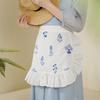 Half-waist women's outdoor picnic camping cotton small daisy embroidered white half-length apron