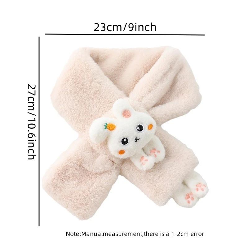 Jungen Mädchen Winter Schals Dick Plüsch Kreuz Kinder Schal Baby Lätzchen Niedlich Cartoon Kaninchen Kunstfell Nackenschutz Warmer Schal