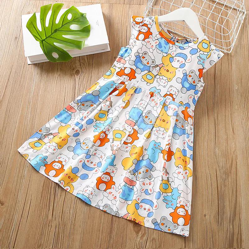 Children's Dress Girls Summer Dress Children's Embroidery Princess Skirt Baby Thin Solid A-line Sleeveless Skirt