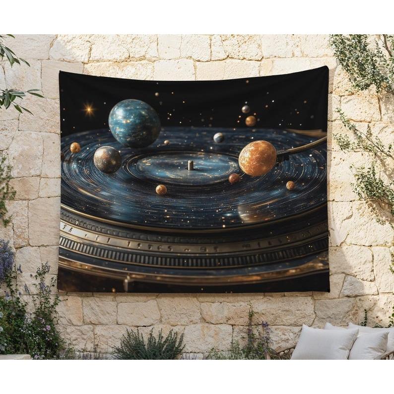 Cosmic Turntable tapestry 75x100 чёрный