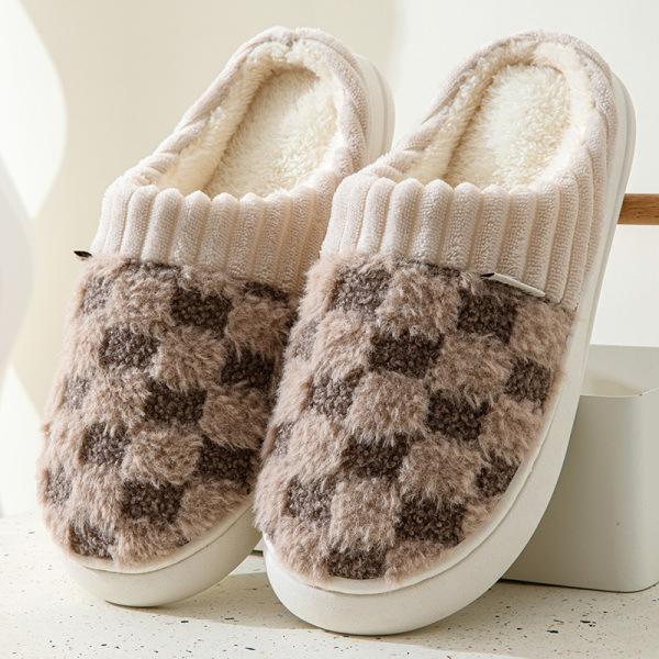 Winter non-slip thick-bottomed home cotton slippers couple home indoor warm soft-bottomed wear-resistant plush slippers