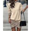 New Autumn Print Dress with Long Sleeves and High Neck