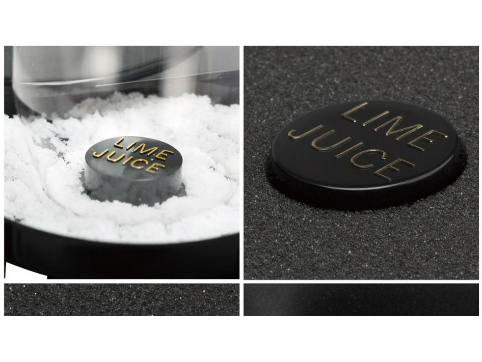 Dreischichtige Kunststoff-Salz- und Zuckerrand-Box für Saftcocktails mit individuellem Logo