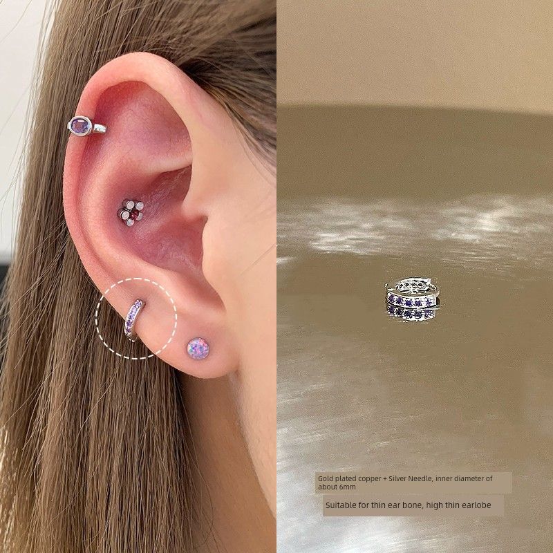 Ringring Store Medical Titanium Steel Ear Studs Edge Buckle Loop Bone Nail Earring Ear Bone Pin Titanium Alloy Earrings Earrings Female