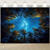 Verträumtes Waldkronendach und Milchstraßen-Ästhetik Raum Wandbehang Wandteppich - Schlafzimmer Wohnheim Hintergrundstoff für Wohnheimzimmerdeko