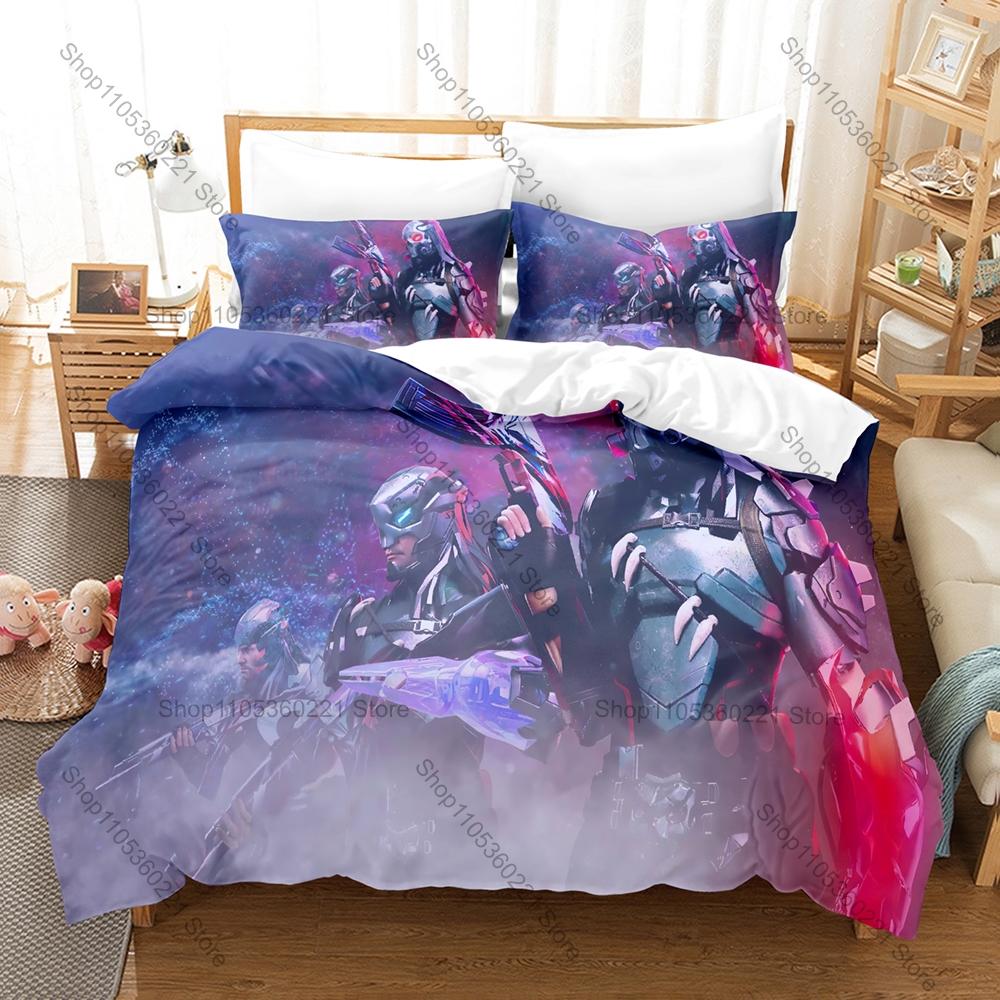 Cool Icon FF Warrior Character Graphic Free Fire Gaming Bedroom Decor Bedding Duvet Cover + 2 Pillowcases Mobile Game Fan Room D