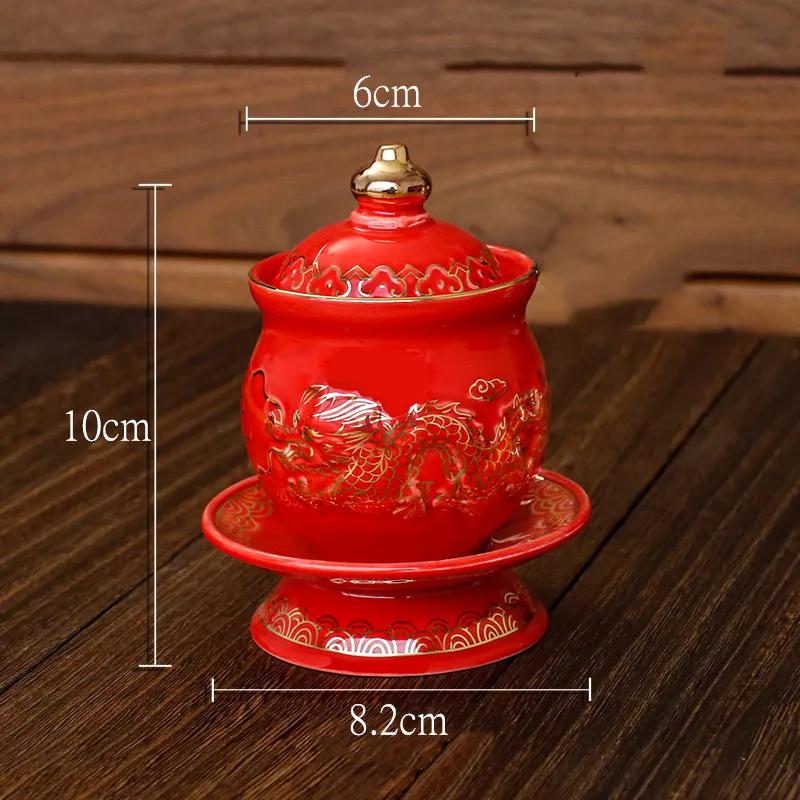 Keramika Vzor Dvojitý Drak Kelímek na Vodu Ozdoby Domácí Feng Shui Uctívací Dekorace Tradiční Buddhistické Nástroje Potřeby