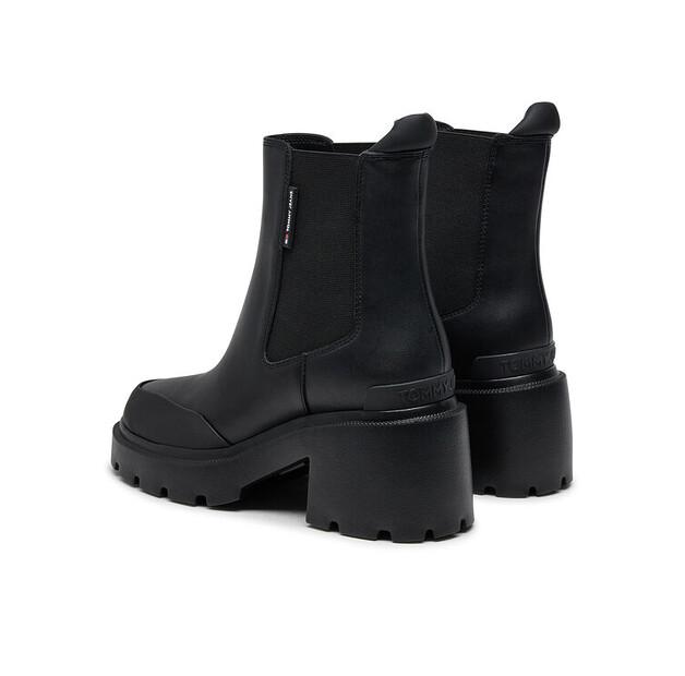 Tommy Jeans Tjw Ankle Boots, Chelsea Boots with a Medium Heel, EN0EN02681, Black