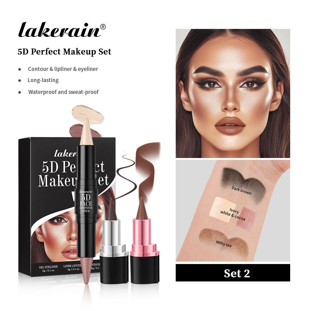 

Lakerain 3 шт. 5D Face Matte Velvet Makeup Set Стойкий цветной водостойкий потостойкий естественный контурный карандаш
