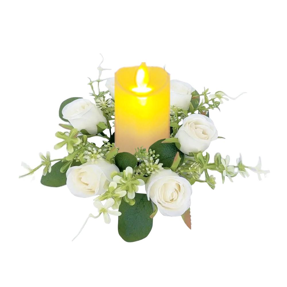 

1 шт. Свеча и 1 шт. Гирлянда-подсвечник, Венок из свечей, Подсвечник, Венок из искусственных растений, Кольцо из искусственных цветов, Декор для стола белый