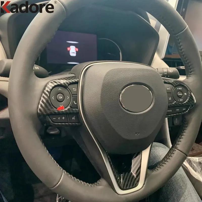 For Toyota Venza Harrier 2024 2025 Carbon Fiber Car Steering Wheel Panel Cover Trim Interior Accessories