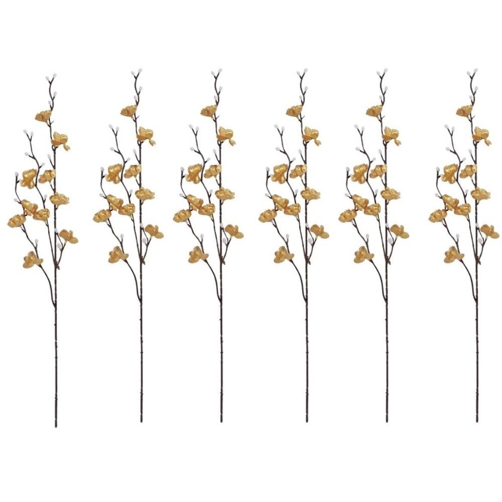 6PCS Real Touch Artificial Plum Branches Plastic Wintersweet Flower Wedding Ceremony