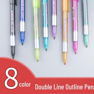 Creative Double-line Outline Pen Set - 8 Color Graffiti Marker & Drawing Pens
