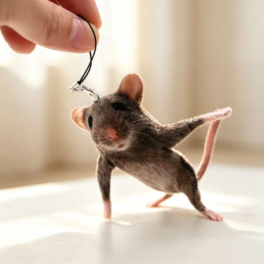 Bendable Mouse Keychain Wire Frame Mouse Doll Novelty Rat Plush Pendant Kids Toy
