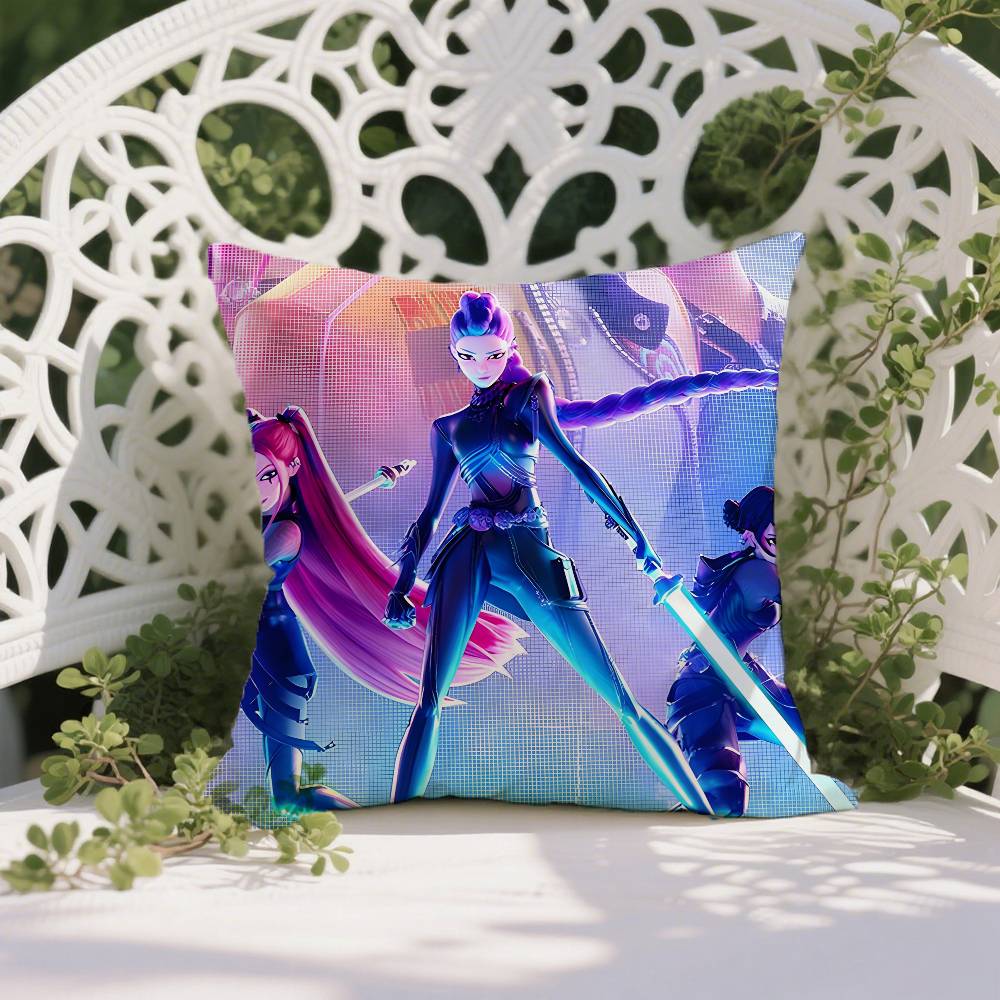 K-Pop D-Demon H-Hunters Pillow Case Anti-dustmite Pillowcase Invisible Zipper Silky Short Plush Sofa Cushion Cover