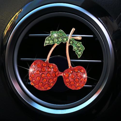 Rhinestone Cherry Car Air Conditioner Air Outlet Aromatherapy Decoration Cute and Exquisite Fruit Shape Car Fragrance Clip