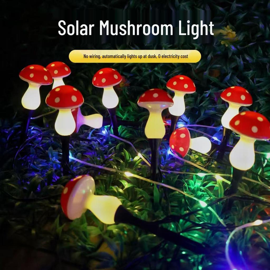 Solar LED Ground Plug Mushroom Light: Waterproof Outdoor Garden Decoration