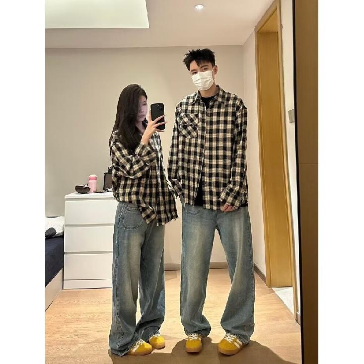 2024 Letter Long Sleeve Shirt Japanese Hong Kong Style Ins Loose Shirt Boys Summer Trendy Versatile Casual Coat