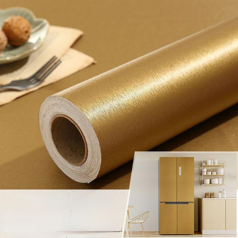 Thickened Brushed Metal Sticker Stainless Steel Kitchen Cabinet Refrigerator Self-adhesive Wallpaper Waterproof Home Decoration