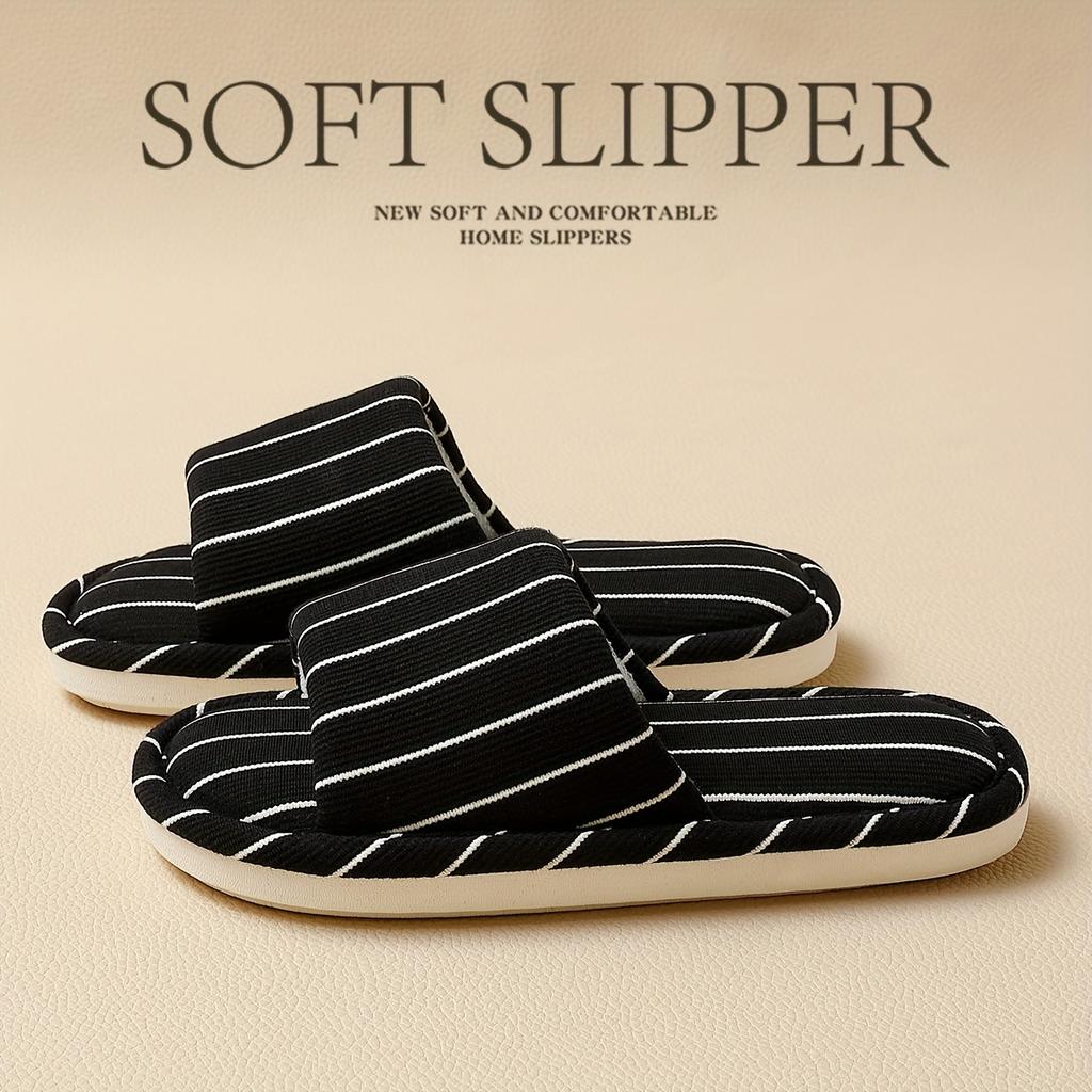Fashion Japanese Style Striped Home Slippers for Women Lightweight Non Slip Indoor Slippers Woman Soft Comfortable Couple Bedroom Slides