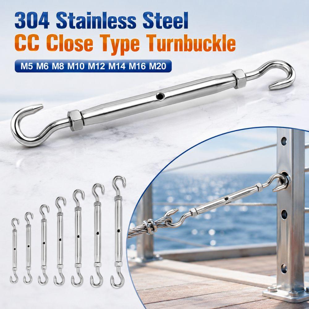 304 Stainless Steel CC Close Type Turnbuckle Adjustable Turnbuckle Tightener Outdoor Hardware