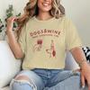 Hunde Und Wein Machen Alles Gut Lustige Vintage Grafik T-Shirts Tier Shirt Mode Hundemama T-Shirts Geschenke Damen Y2K Oberteile