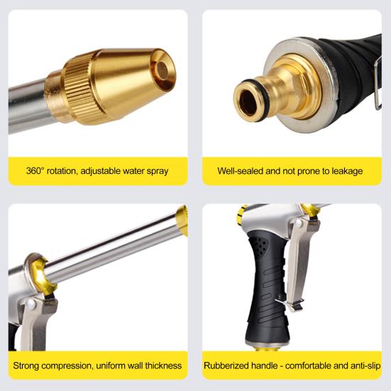 High-Pressure Washer with Soap Dispenser 3 Adjustable Spray Modes Water Sprayer Non-Slip Hose Nozzle