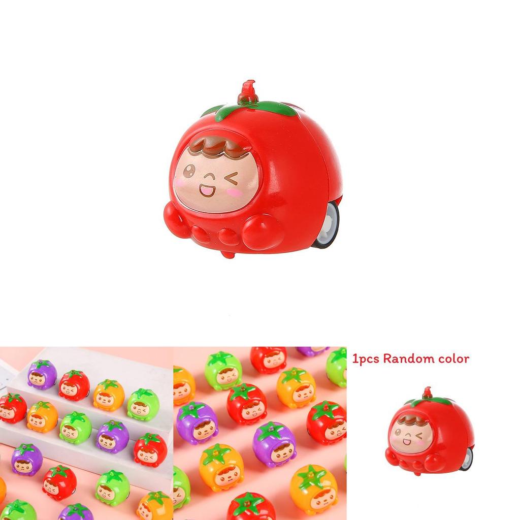 Creative Cartoon Tomato Design Mini Inertia Children Toy Car For Kids Play And Development