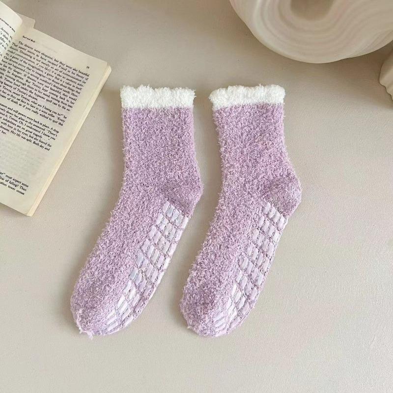 Women Winter Warm Fuzzy Socks Thick Thermal Solid Soft Fluffy Socks Cute Fashion Slipper Home Floor Sleeping Socks