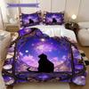 Black Cat Pattern Bedding Quilt Set Quilt Cover Pillowcase Home Decoration Birthday Gift (1 * Duvet Cover + 2 * Pillowcase, Without Core)
