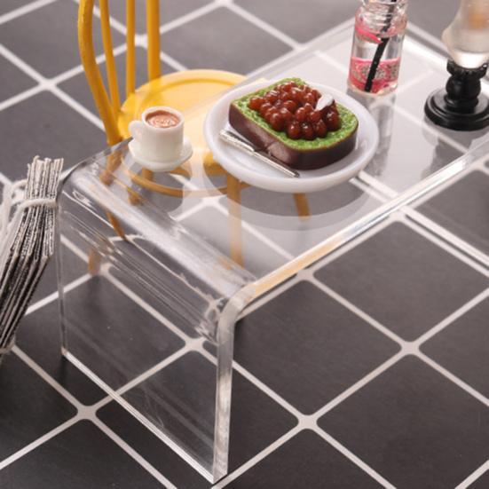 Dollhouse Modern Table Fine Workmanship Fadeless Bathroom Accessory Mini House Accessories Clear Table for Children