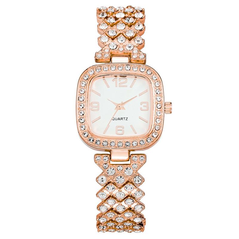 Fashion Square Diamond Embellished Women Watch With Quartz Movement For Gift Or Office Use