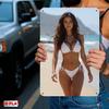 Retro White Metal Bikini Beach Wall Sign 8x12 Inch Vintage Surf Art Door Outdoor Decor Sign 2D Flat Plaque 1960s Easy Install